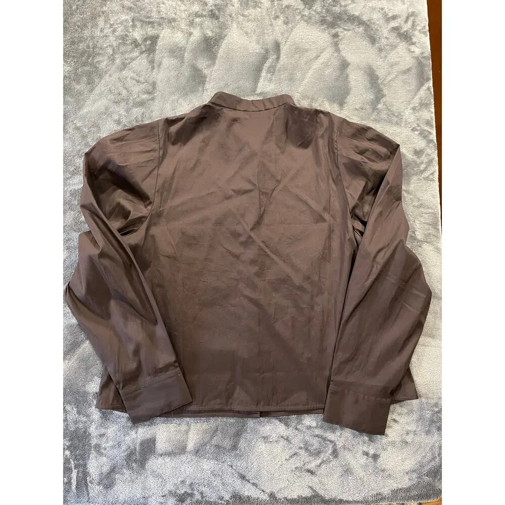 Madewell Puff Sleeve Button Up Poplin Shirt Molasses Brown XL NWT